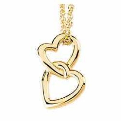 Double Heart Pendant, 14K Yellow Gold -  - STLPD-83011Y