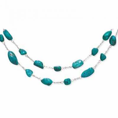 Double Strand Turquoise Nugget Necklace -  - MMA-32660