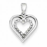 Dual Sterling Silver Diamond Heart Pendant