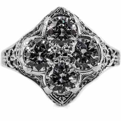 Edwardian Inspired Mother s Ring in 14K White Gold -  - HGO-R11614KW