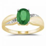 Emerald and Diamond Ring 10K Yellow Gold