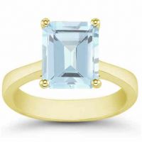 Emerald-Cut Aquamarine Solitaire Ring, 14K Yellow Gold