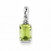 Emerald-Cut Peridot Gemstone Pendant in Sterling Silver
