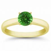 Emerald Gemstone Solitaire Ring in 14K Yellow Gold