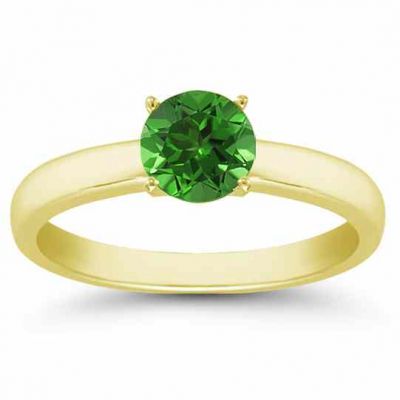 Emerald Gemstone Solitaire Ring in 14K Yellow Gold -  - AOGRG-EM14KY