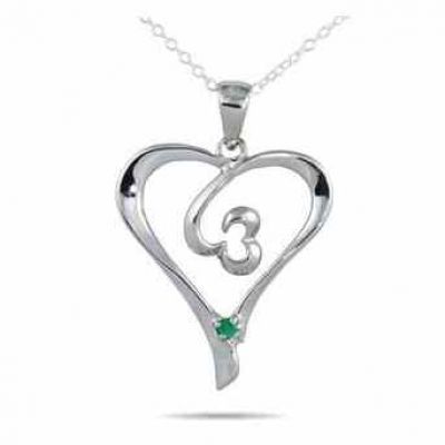 Emerald Heart Pendant in .925 Sterling Silver -  - PRP11752EM