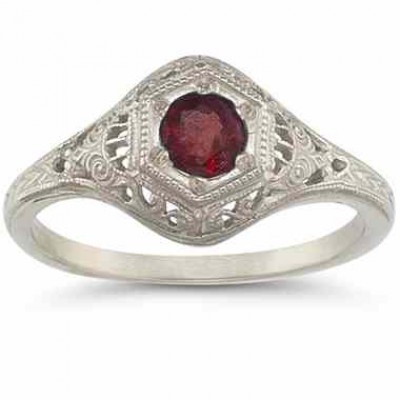 Enchanted Garnet Ring in 14K White Gold -  - HGO-R128GTW