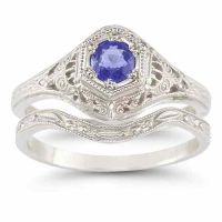 Enchanted Tanzanite Bridal Ring Set in .925 Sterling Silver