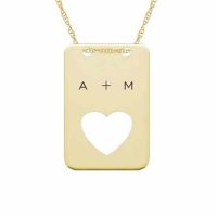 Engravable Dog Tag Heart Necklace in Gold