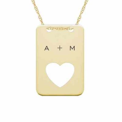 Engravable Dog Tag Heart Necklace in Gold -  - MNDL-G158-Y