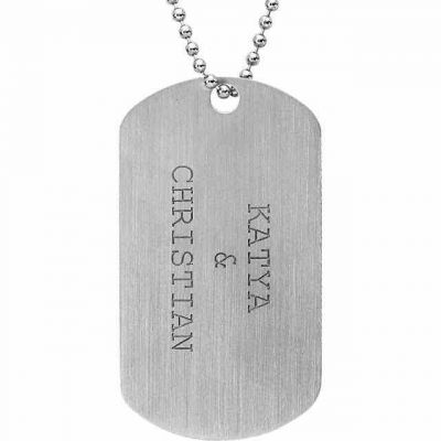 Engraveable Dog Tag Necklace in Sterling Silver -  - STLPD-84683