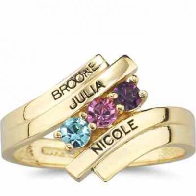 Engraveable Gemstone Mother Ring in 10K or 14K Gold -  - ML-F645