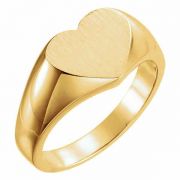 Engraveable Signet Heart Ring, 14K Yellow Gold