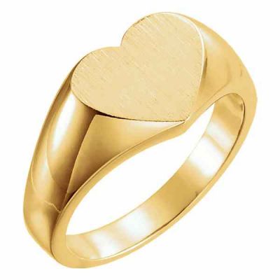 Engraveable Signet Heart Ring, 14K Yellow Gold -  - STLRG-5623Y