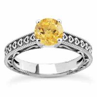 Engraved Hearts Citrine Ring