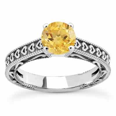 Engraved Hearts Citrine Ring -  - US-ENS3612CTW
