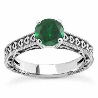 Engraved Hearts Emerald Ring