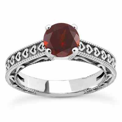 Engraved Hearts Garnet Ring -  - US-ENS3612GTW