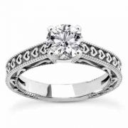 1/2 Carat Engraved Hearts Diamond Engagement Ring