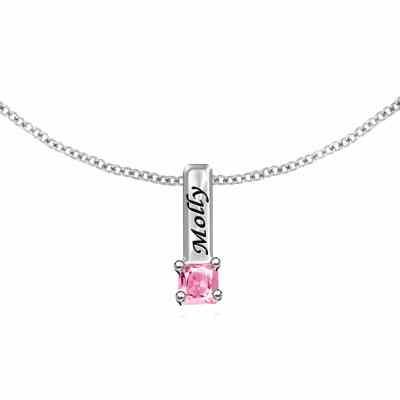 Engraved Mother s Necklace with 1 Birthstone Charm in Sterling Silver -  - JAPD-MP71122-1-SS