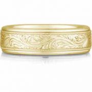 Paisley Engraved Wedding Band in 18K Gold