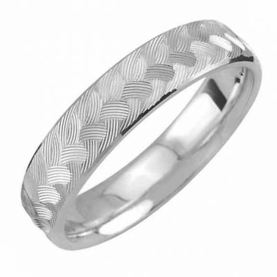 Engraved Weave Silver Wedding Ring -  - NDLS-318SS