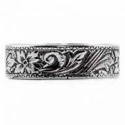 Flower Scroll Estate-Style Wedding Band in 14K White Gold