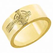 Etched Celtic Cross Wedding Band Ring for Men