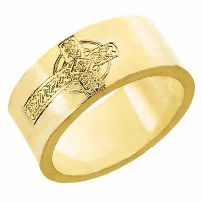 Etched Celtic Cross Wedding Band Ring for Men -  - CELTIC-12Y