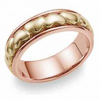 Eternal Heart Wedding Band Ring - 14K Rose and Yellow Gold