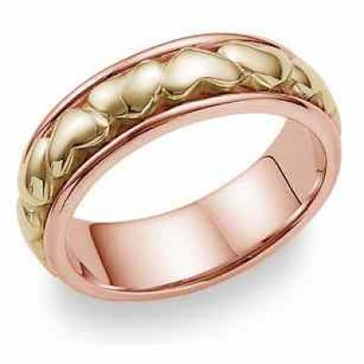 Eternal Heart Wedding Band Ring - 14K Rose and Yellow Gold -  - WED-CL-KPY