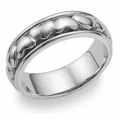 Eternal Heart Wedding Band Ring in 14K White Gold -  - WED-CL-K-W