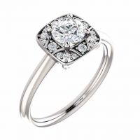 Ethereal Diamond Halo Engagement Ring in 14K White Gold