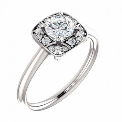 Ethereal Diamond Halo Engagement Ring in 14K White Gold -  - STLRG-122353