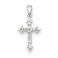 Everlasting Life Diamond Cross Pendant in Sterling Silver