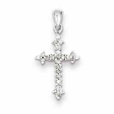 Everlasting Life Diamond Cross Pendant in Sterling Silver -  - QGCR-QDX162