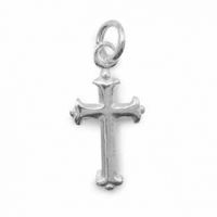 Extra-Small Cross Charm Pendant, Sterling Silver