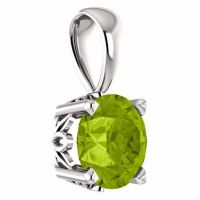 Faceted Green Peridot Solitaire Pendant, 14K White Gold