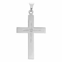 Faith Alone Diamond Accent Cross Pendant, 14K White Gold
