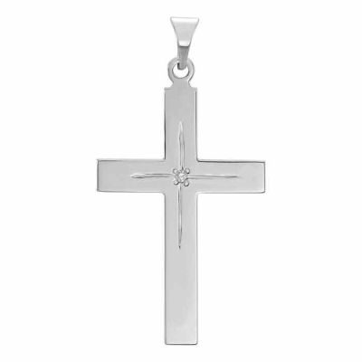 Faith Alone Diamond Accent Cross Pendant, 14K White Gold -  - STLCR-R16219