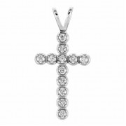 Faith Saves Diamond Cross Pendant, 14K White Gold