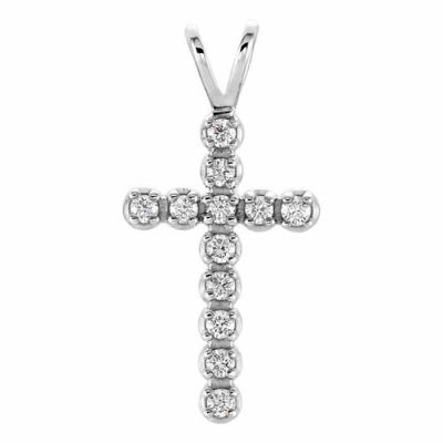 Faith Saves Diamond Cross Pendant, 14K White Gold -  - STLCR-R8043D