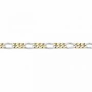 Figaro Bracelet, 14K Two-Tone Gold, 7mm