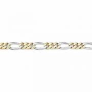 Figaro Bracelet, 14K Two-Tone Gold, 9mm