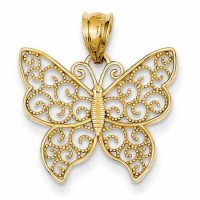 Filigree Butterfly Pendant in 14K Yellow Gold