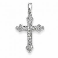 Filigree Diamond Cross Pendant, 14K White Gold