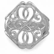 Filigree Heart Design Sterling Silver Rings