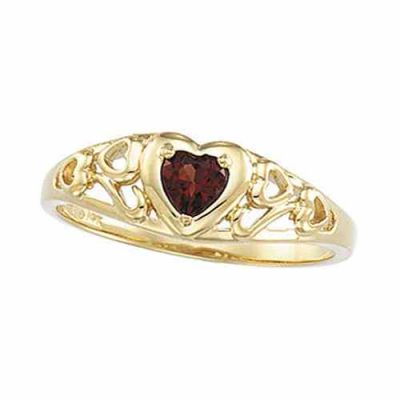 Filigree Heart Scroll Garnet Ring -  - STLRG-61930GTY