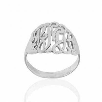 Filigree Monogram Initials Name Ring in Sterling Silver -  - JARG-ZR90850-SS