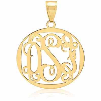 Filigree Monogram Medallion Pendant, 14K Gold -  - QGPD-XNA500Y